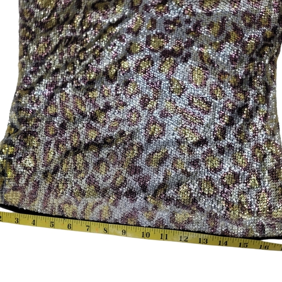 Oleg Cassini Platinum Collection Sequined Animal Print Top. Size XS. - Picture 4 of 12
